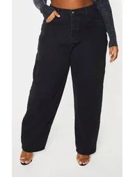 PRETTYLITTLETHING Plus Washed Black Boyfriend Jean - 1