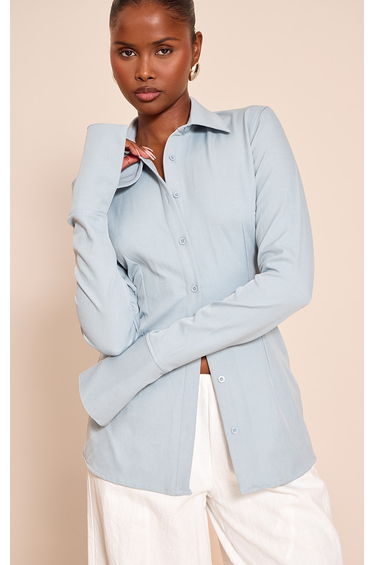 Sky Blue Woven Fitted Shirt