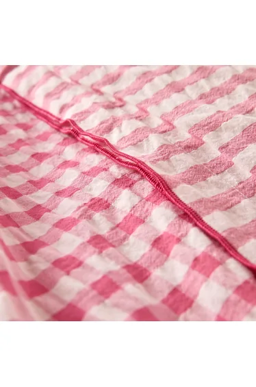 Cottage Raspberry Pillowcase in Cotton Seersucker