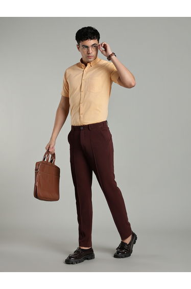 Men Yellow Short Sleeve Oxford Shirt