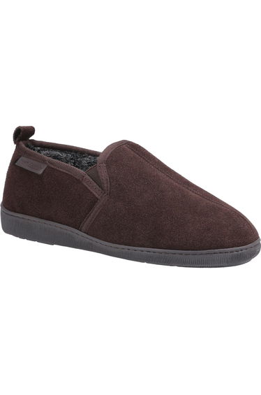 Hush Puppies Mens Arnold Slip On Leather Slipper - Brown