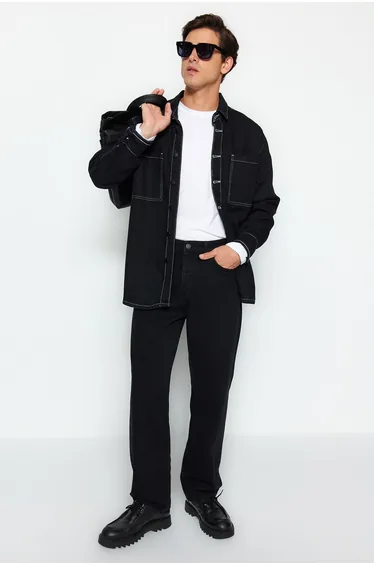 Men's Black Baggy Fit Jeans Denim Pants