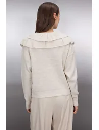 Stone Soft Texture Collar Ruffle Detailed Knitwear Sweater - 3