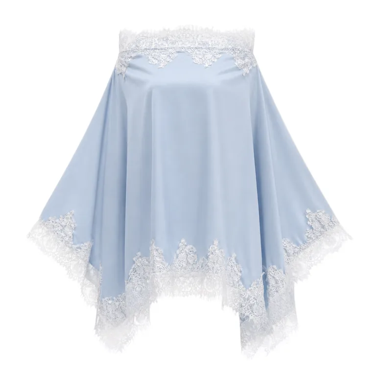 Carlota Blue Cape & Skirt Set with Lace Trim - 6