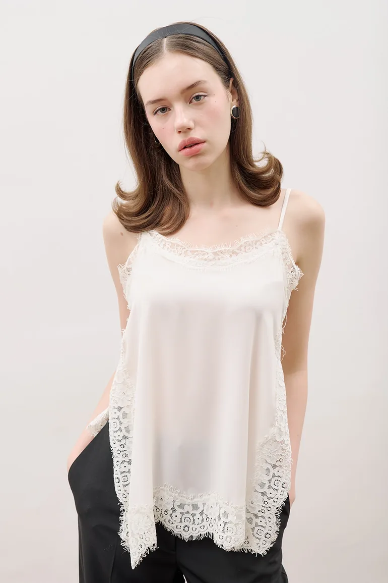 LACE STRIP STRAPPED BLOUSE - 7