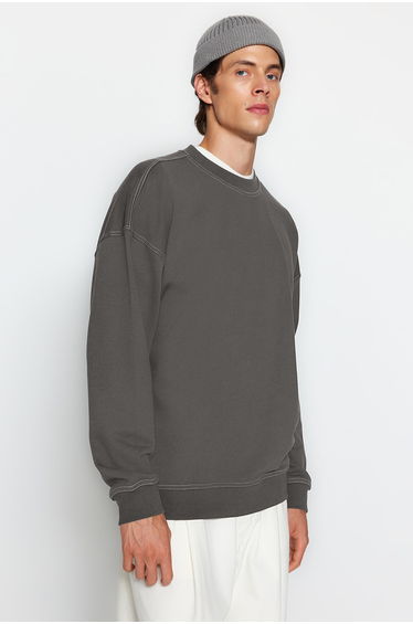 Anthracite Contrast Stitch Detail Sweatshirt product thumbnail 3