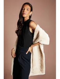 Natural Faux Fur Wrap Shawl - 3