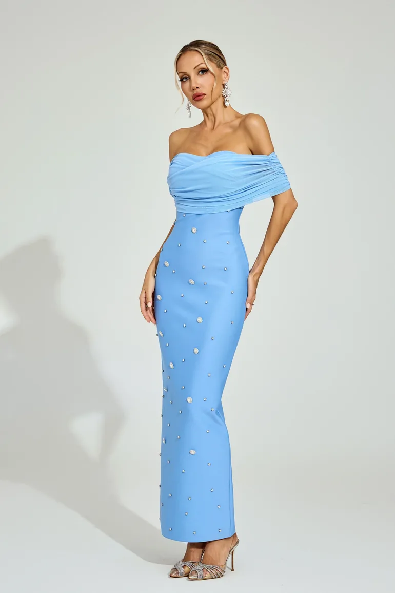 Bishop Light Blue Off - Shoulder Dress - 1