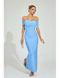 Bishop Light Blue Off - Shoulder Dress - 5