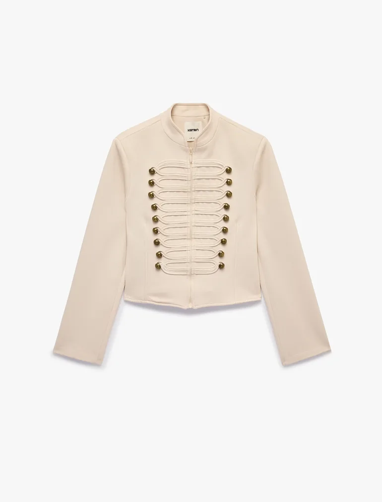 Gabardine Napoleon Jacket with Frog Closure - 4