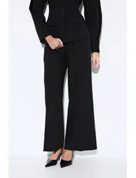 Premium Pleat Front Wide Leg Trousers - 1