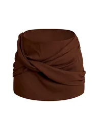 Chocolate Woven Twist Mini Skirt - 5