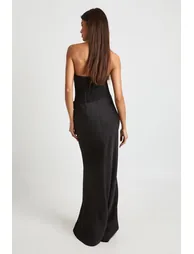 Halter Lace Corset Drape Skirt Maxi Dress - black - 1