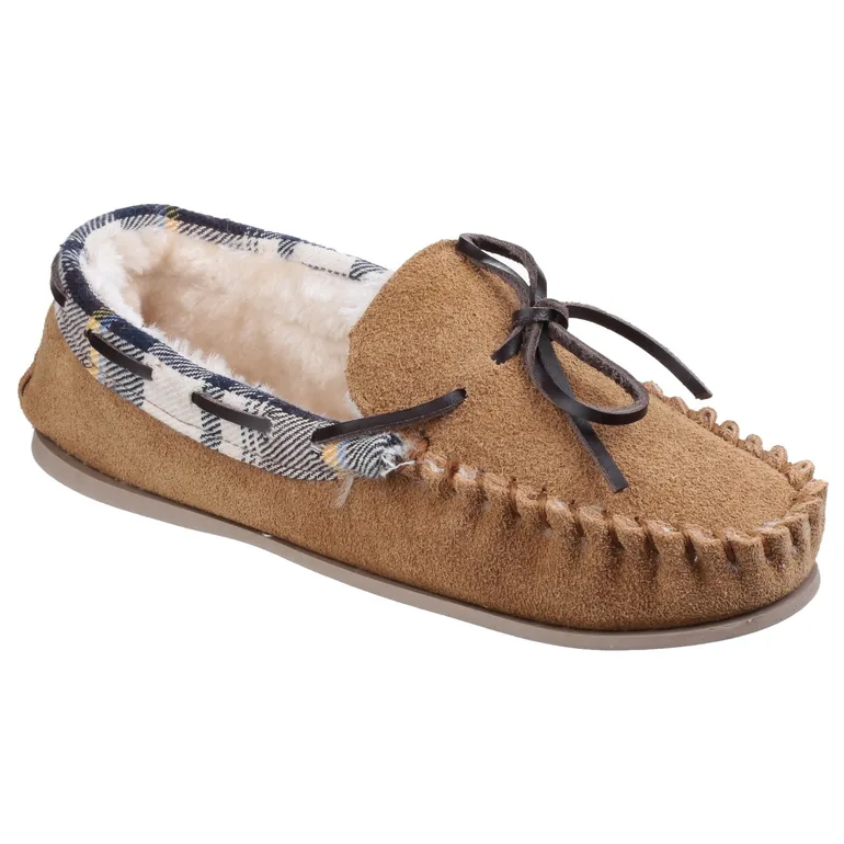 Cotswold Womens/Ladies Kilkenny Classic Fur Lined Moccasin Slippers - Tan