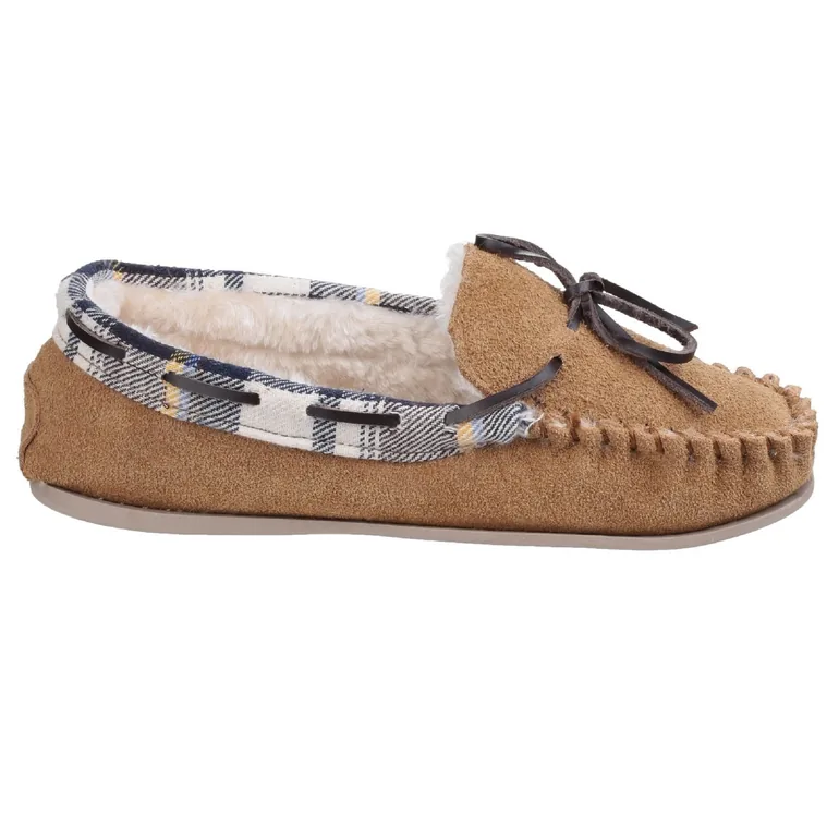 Cotswold Womens/Ladies Kilkenny Classic Fur Lined Moccasin Slippers - Tan - 1