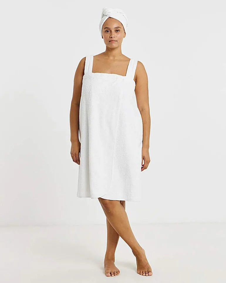 Towelling Shower Wrap & Turban