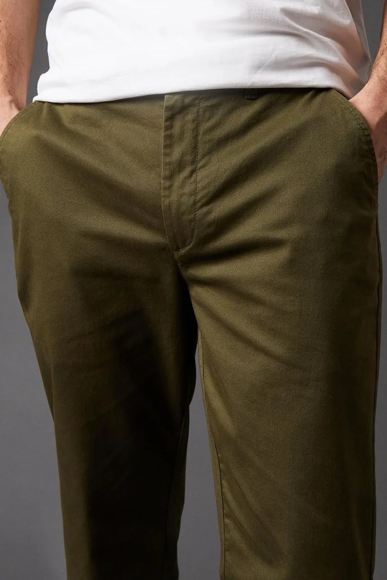 Khaki Slim Fit Chino Trousers - 1