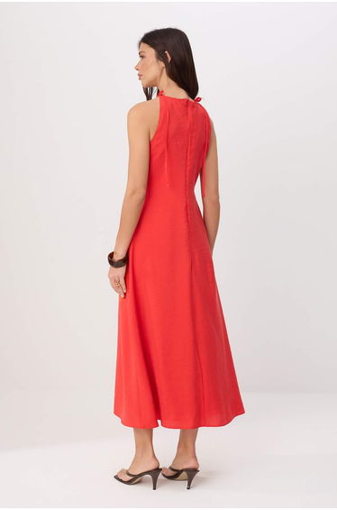 More Sustainable Red Midi Woven Dress product thumbnail 4