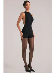 High-Neck Romper in Black