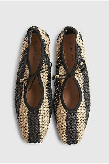 Black Raffia Stripe Mary Jane Shoes product thumbnail 3