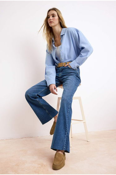 Blue High Waist Wide Leg Jeans product thumbnail 4