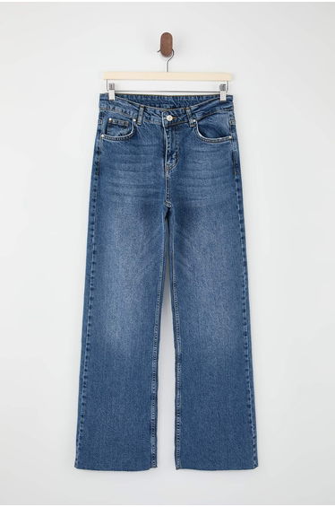 Blue High Waist Wide Leg Jeans