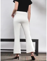 Solid Knit Bell Bottom Pants - 4