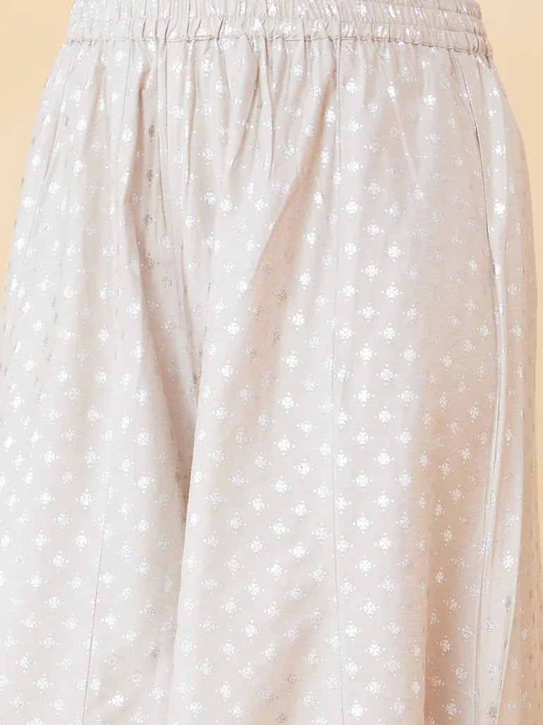 Foil Print Wide Leg Palazzos - 4