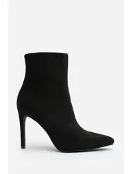 Jemima Black Suede Pointed Toe Stiletto Ankle Boots - 1