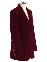 Noble Chic Velvet Blazer in Wine - 5