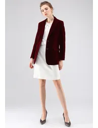 Noble Chic Velvet Blazer in Wine - 2