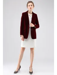 Noble Chic Velvet Blazer in Wine - 1