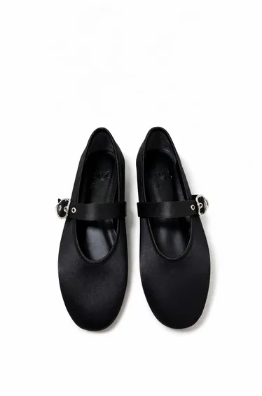 Paula Women's Strap Detail Satin Flats