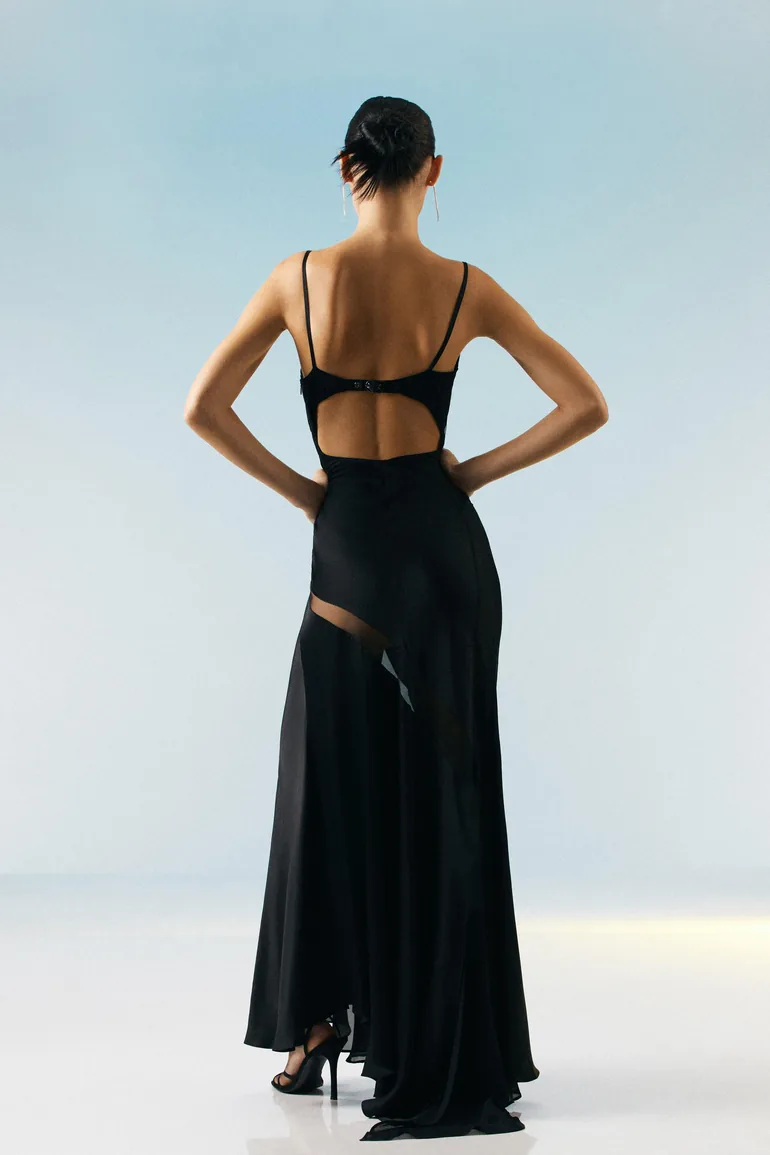 Ooto Sheer Panneled Woven Maxi Dress - 2