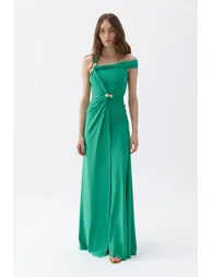 Long Dress with Accessory Detail - 3