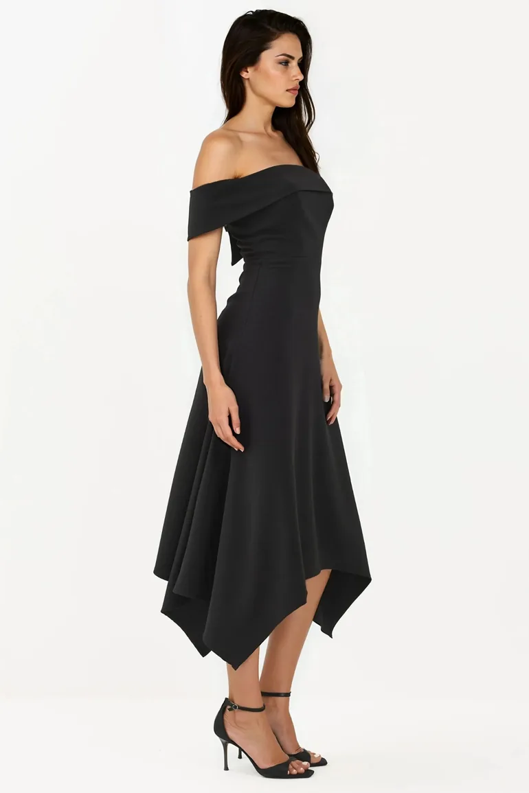 Off Shoulder A Line Midi Dress - 5