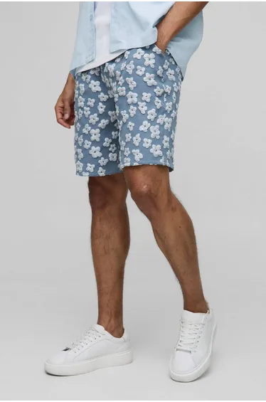 Elasticated Floral Satin Jacquard Shorts