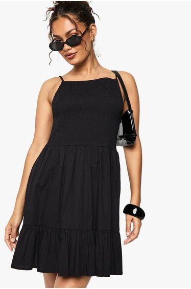Shirred Textured Tiered Smock Mini Dress product thumbnail 3