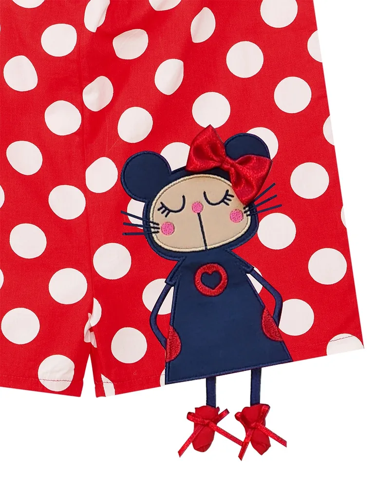 Red Polka Dot Girl's Woven Jumpsuit - 4