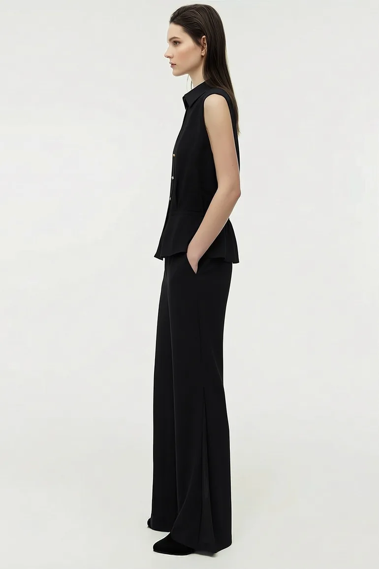 Lapel Cap Sleeve Chiffon Blouse - 4