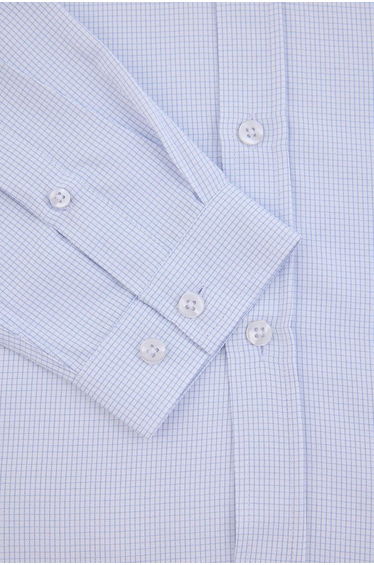 White Mini Gingham Cotton Regular Men's Shirt product thumbnail 4