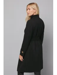 Petite Funnel Neck Tie Belt Coat - 3