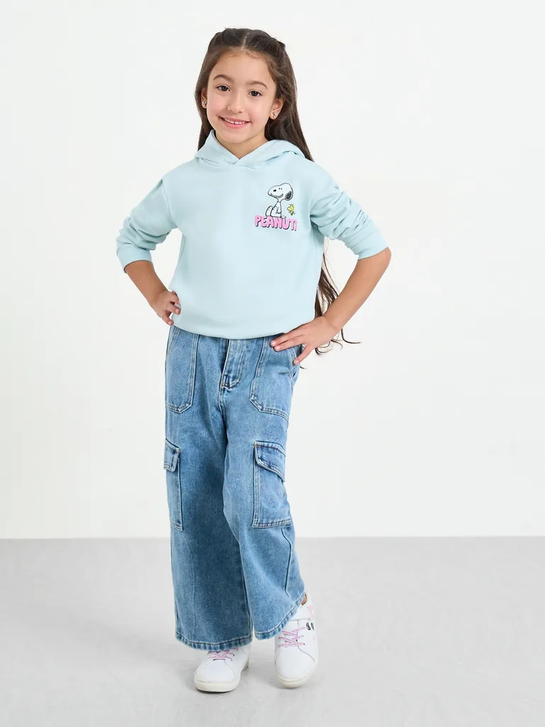 Girls Blue Peanuts Graphic Hoodie