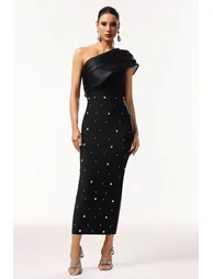 Ninon One Shoulder Sleeveless Diamond Bandage Maxi Dress