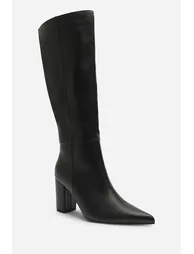 Evixa Knee High Pointed Toe Block Heel Boot - 3