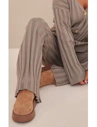 بنطلون محبوك مضلع - أخضر  - 3