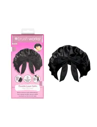 Brushworks Double Layer Satin Hair Bonnet - Black