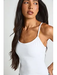 Tall Peached Sculpt Strappy Sleeveless Bodysuit With Removable Padding - white - 3