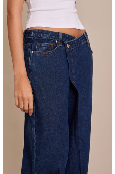 Indigo Extreme Asym Slouchy Wide Leg Jeans product thumbnail 4