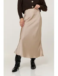 Cream Crinkle Satin Maxi Skirt